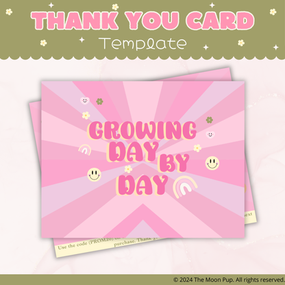 Thank You Card Rainbow Pink