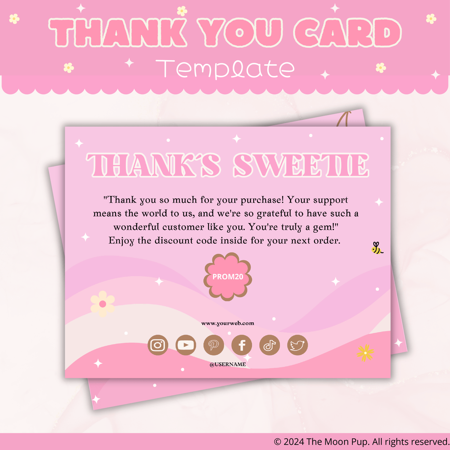 Thank You Card Flower Pink