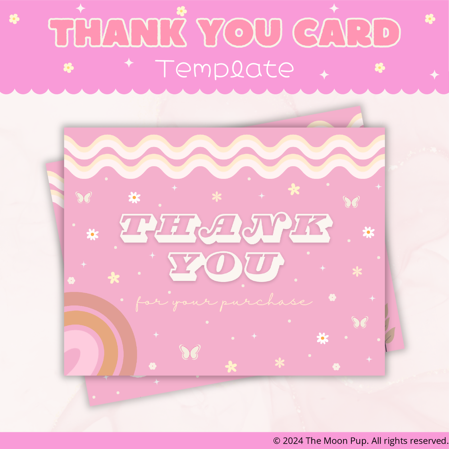 Thank You Card White and Pink