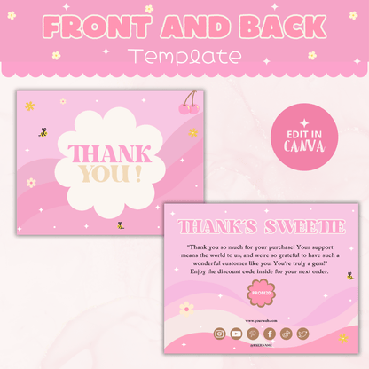 Thank You Card Flower Pink