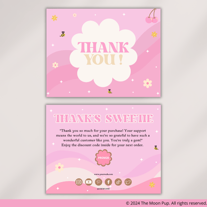 Thank You Card Flower Pink