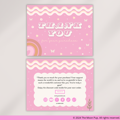 Thank You Card White and Pink