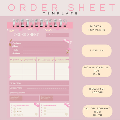 Order Sheet Pink and Beige